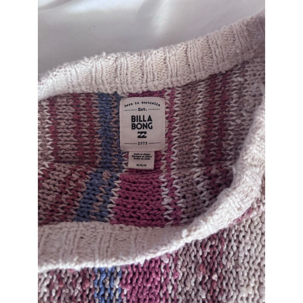 Billabong Striped Knit Sweater Crop Top Size Medium Boho Coastal Pullover - Picture 3 of 7